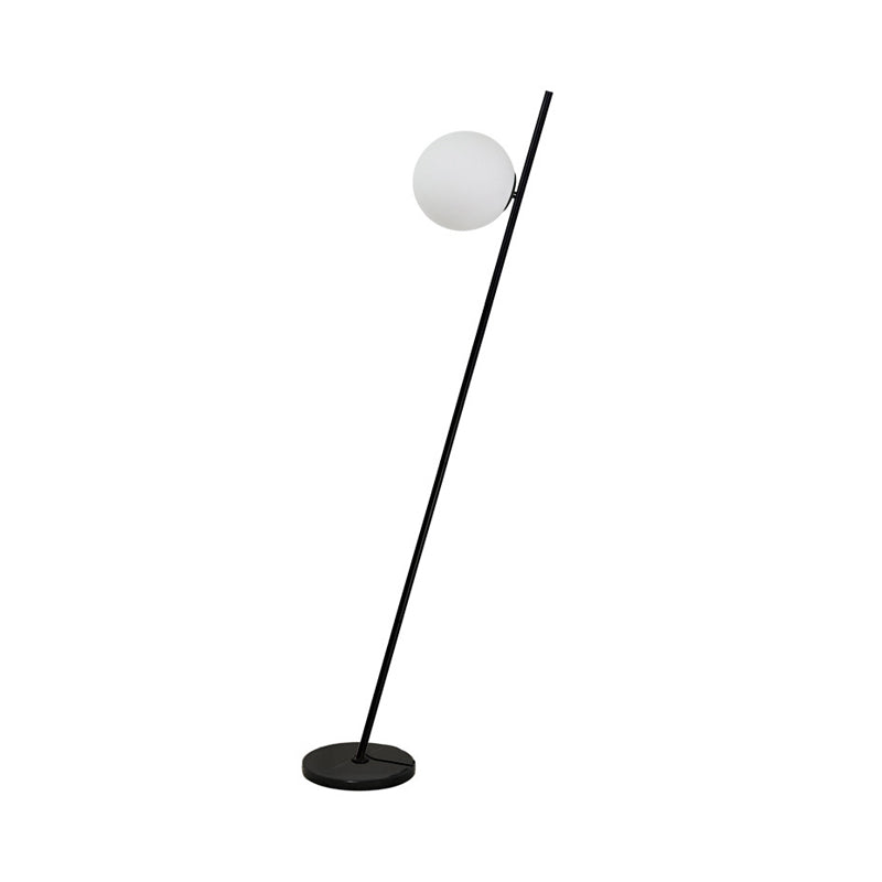 Black Floor Lamp with Opal White Cone Shade – Standing Lamps