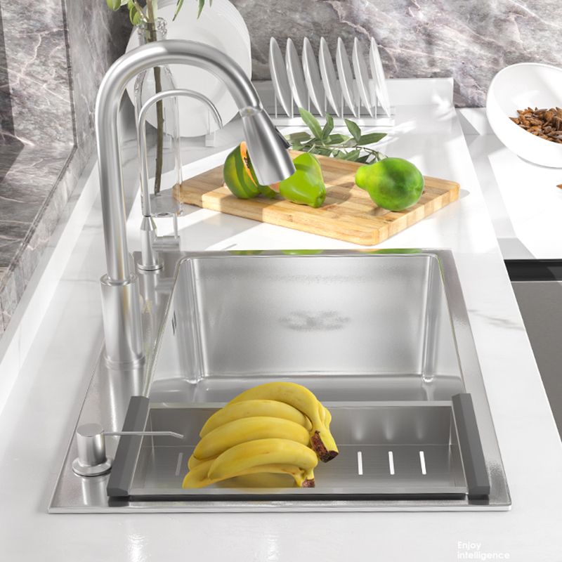 Soundproof Kitchen Sink Overflow Hole Design Kitchen Sink with Basket  Strainer - Clearhalo