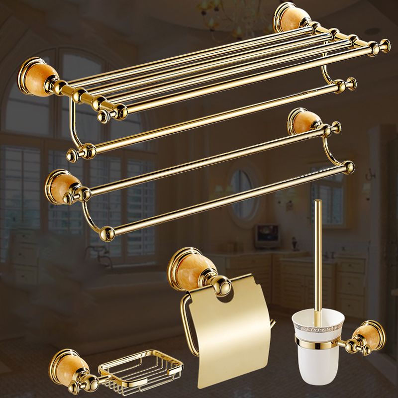 Modern Golden Bath Hardware Set Brass& Marble Bathroom Accessory Kit -  Clearhalo