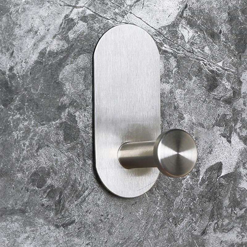 Metal Silver Bathroom Hardware Set 5 - Piece Adhesive Mount Bathroom  Hardware - Clearhalo