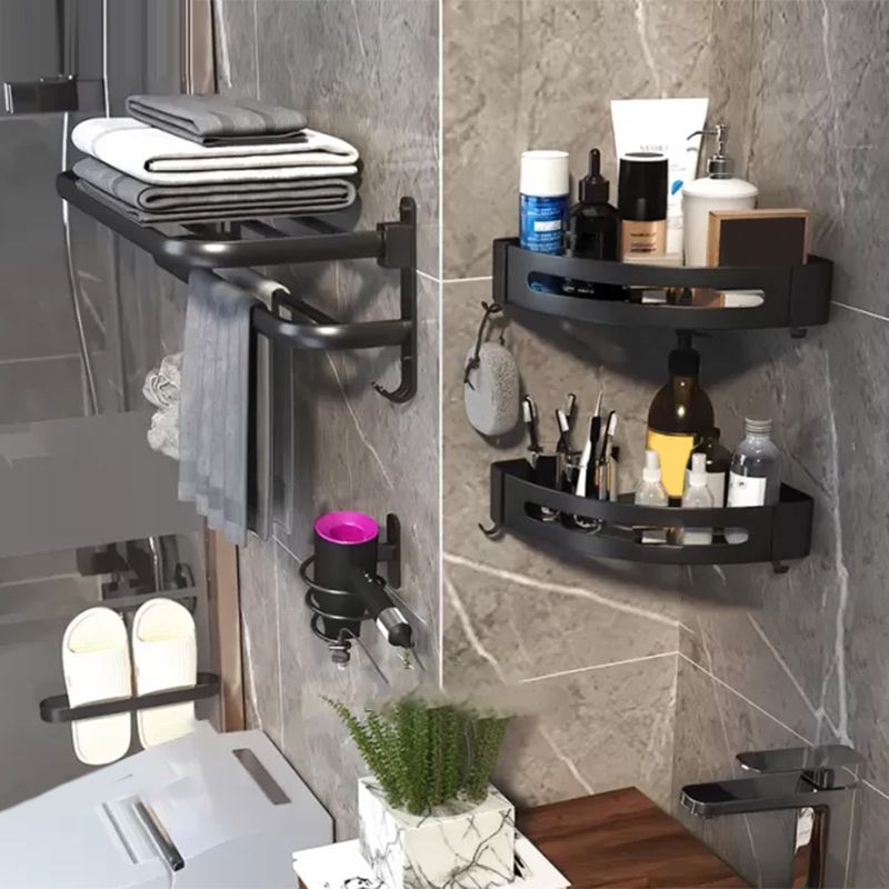 7-Piece Modern Bathroom Accessory Set Matte Black Bathroom Set with Towel  Bar/Bath Shelf - Clearhalo