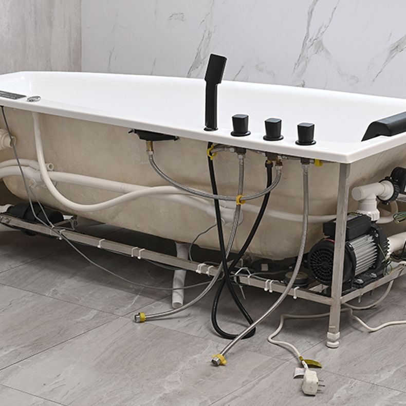 Corner Acrylic-Fiberglass Bathtub Modern White Soaking Bath Tub - Clearhalo