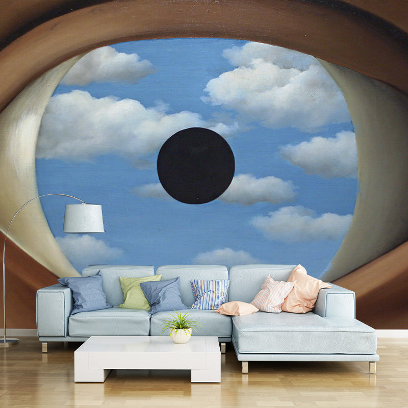 ブルーブラウンシュルレアリスム壁画デカールスカイウォールのフルサイズの目はリビングルームを覆っています - クリアハロ – Clearhalo