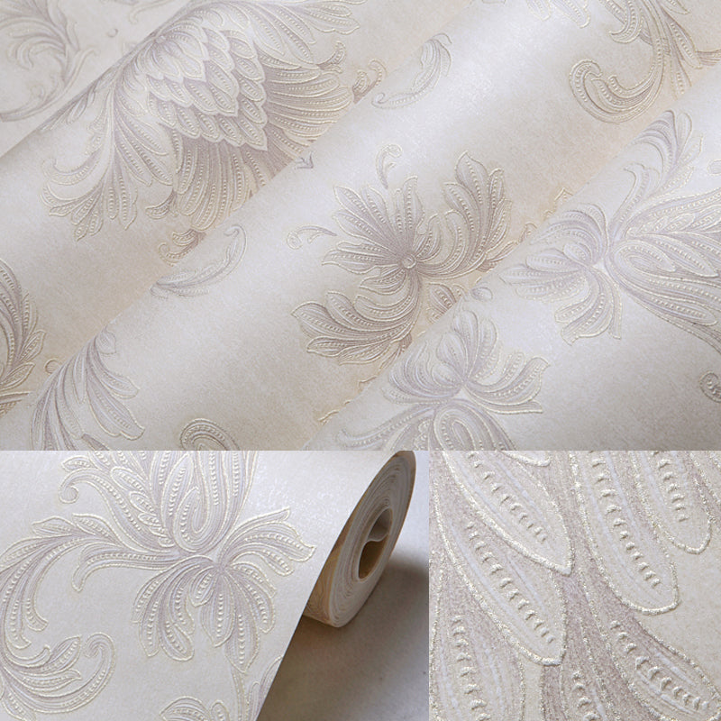 Light Color Damask Wallpaper Flower Pattern Rustic Waterproof Wall