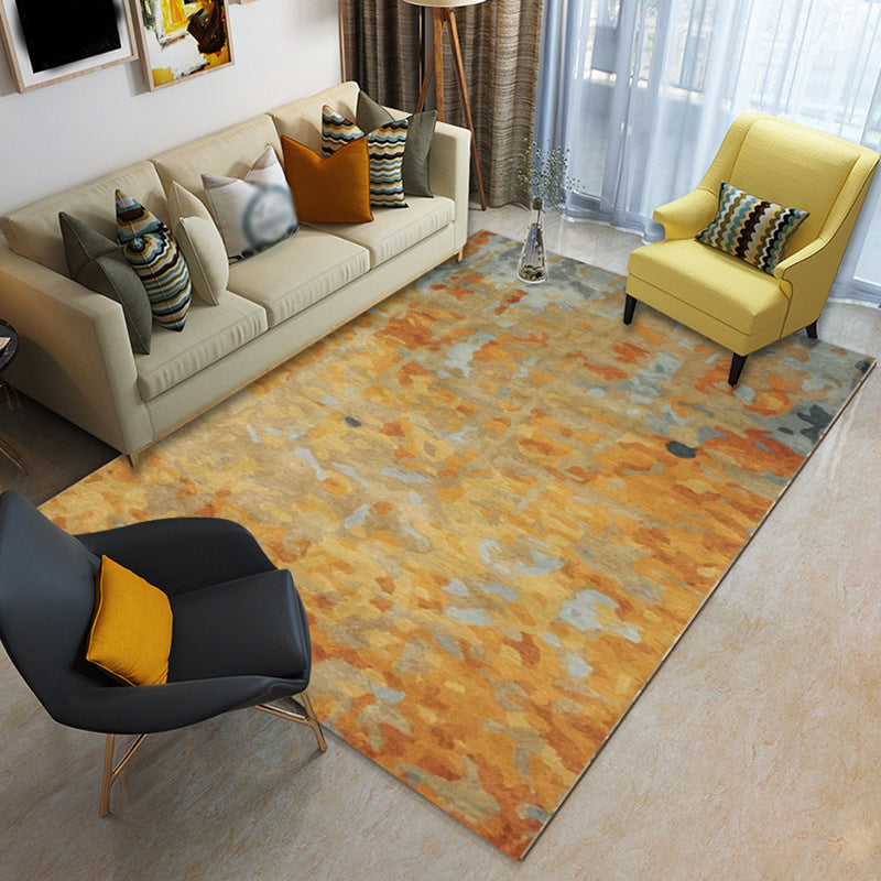 Stylish Abstract Rug Orange Industrial Rug Polyester Washable Anti-Slip  Backing Area Rug for Living Room - Clearhalo