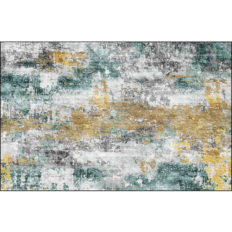 Stylish Abstract Rug Golden Industrial Rug Polyester Washable Anti