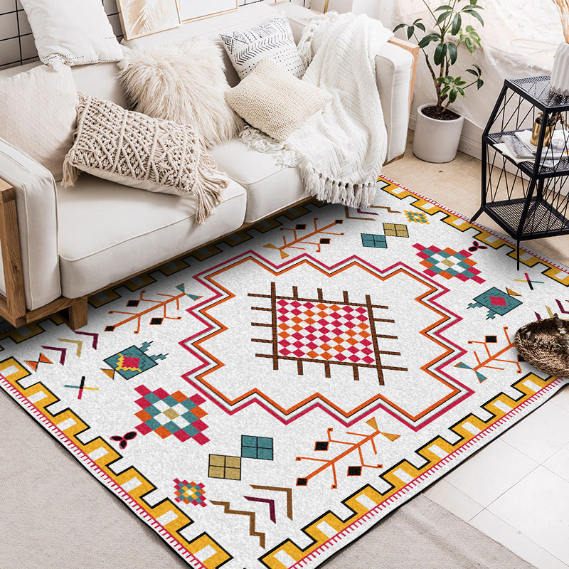 Multicolor Tribal Pattern Rug Polyester Southwestern Rug Washable Anti-Slip Pet  Friendly Area Rug for Bedroom - Clearhalo