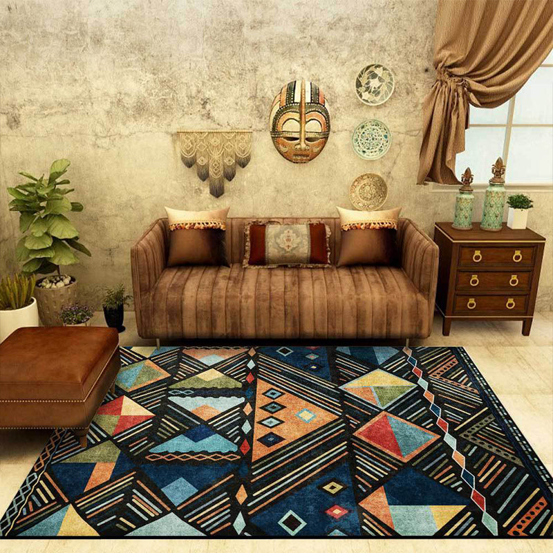 Multicolor Tribal Pattern Rug Polyester Southwestern Rug Washable Anti-Slip Pet  Friendly Area Rug for Bedroom - Clearhalo