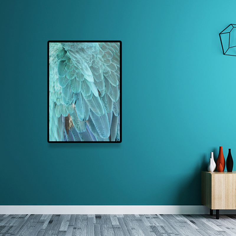 Blue Feathers On Wood Wall Art