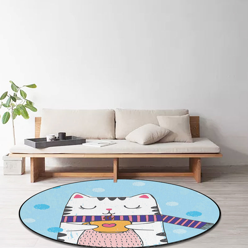 White Child's Room Rug Kids Animal Bear Dog Panda Pattern Area Rug  Polyester Anti-Slip Backing Carpet - Clearhalo