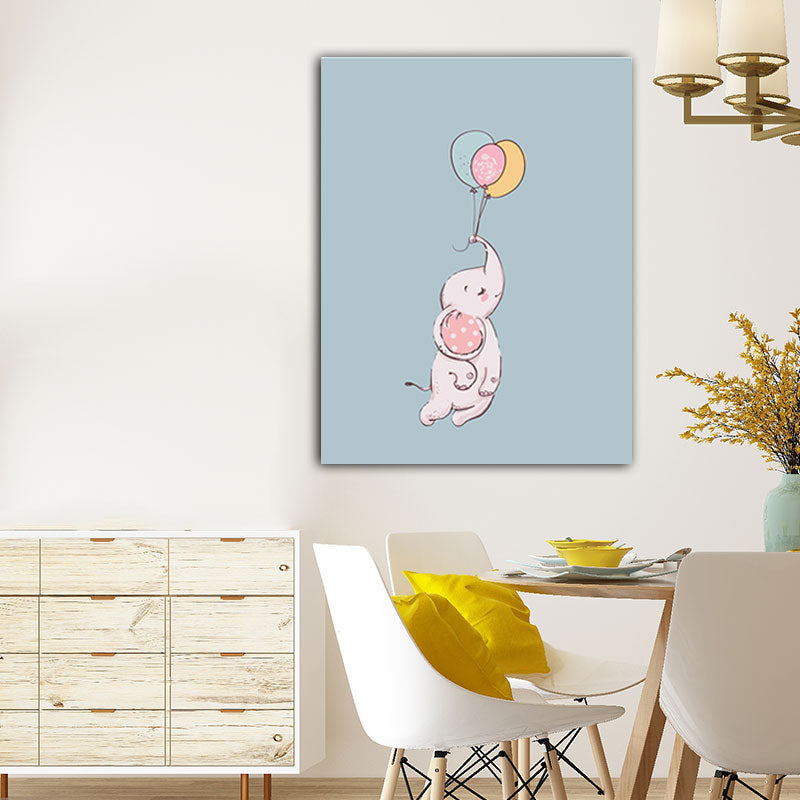 Bambini dipinti di animali e palloncini tela arte della parete di colore  chiaro decorativo per la sala per bambini - Clearhalo