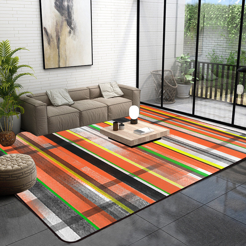 Modern Living Room Rug in Black Abstract Painting Print Rug Polyester Pet  Friendly Area Rug - Clearhalo