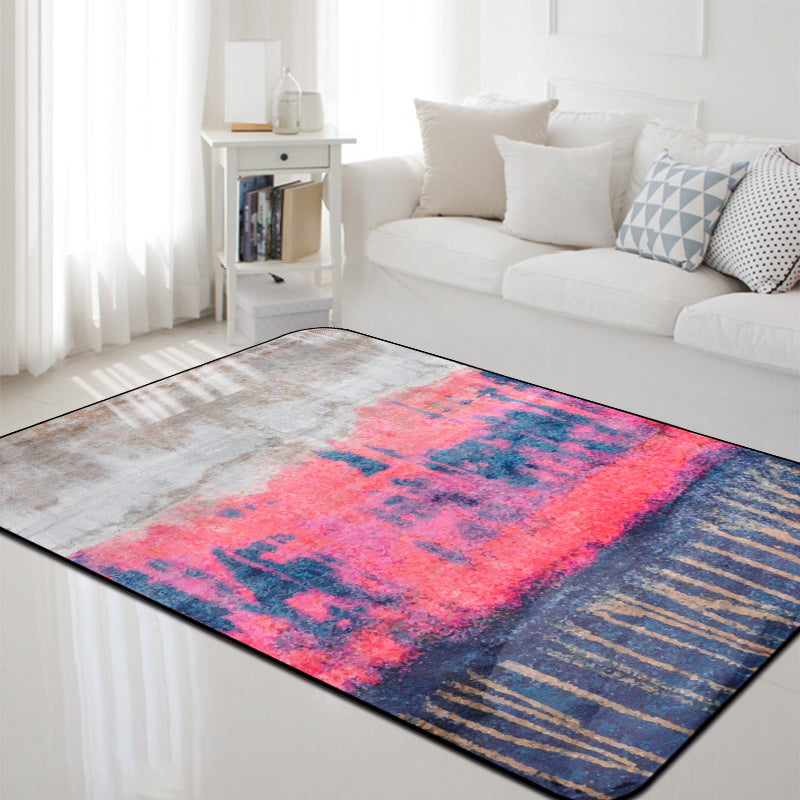 Creative Abstract Rug Multicolor Industrial Rug Polyester Pet Friendly  Non-Slip Backing Washable Area Rug for Living Room - Clearhalo