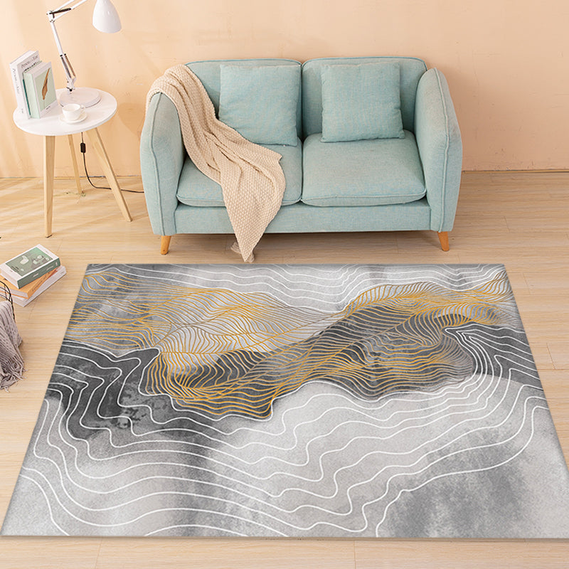 Unique Abstract Rug Contemporary Rug Polyester Washable Non-Slip Pet  Friendly Area Carpet for Living Room - Clearhalo