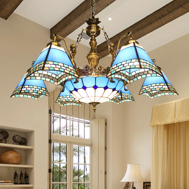 Blue stained online glass chandelier