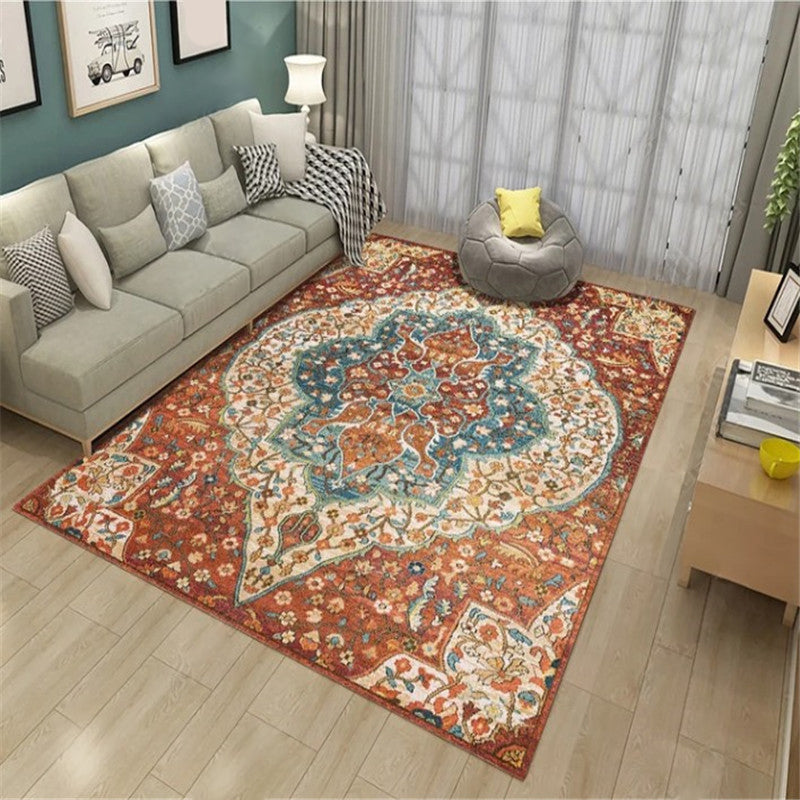 Persian Living Room Rug Multi Colored Geometric Carpet Polyester