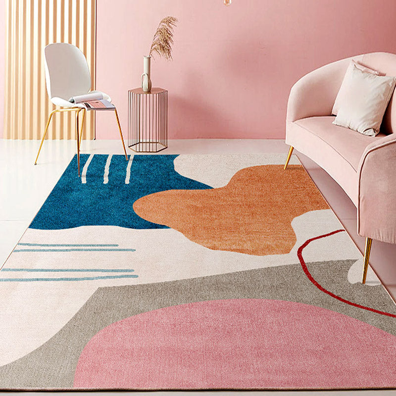 Modern Room Rug Multi Colored Abstract Pattern Rug Polypropylene Non-Slip Pet  Friendly Carpet - Clearhalo