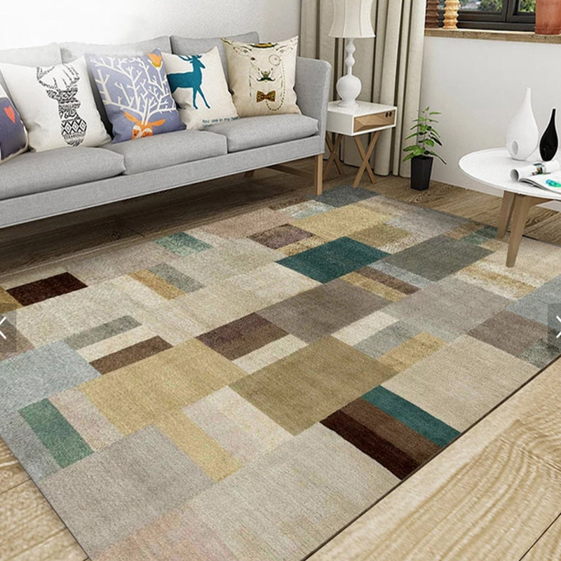 Modern Room Rug Multi Colored Abstract Pattern Rug Polypropylene Non-Slip Pet  Friendly Carpet - Clearhalo