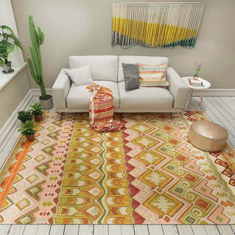 Stylish Abstract Rug Orange Industrial Rug Polyester Washable Anti-Slip  Backing Area Rug for Living Room - Clearhalo