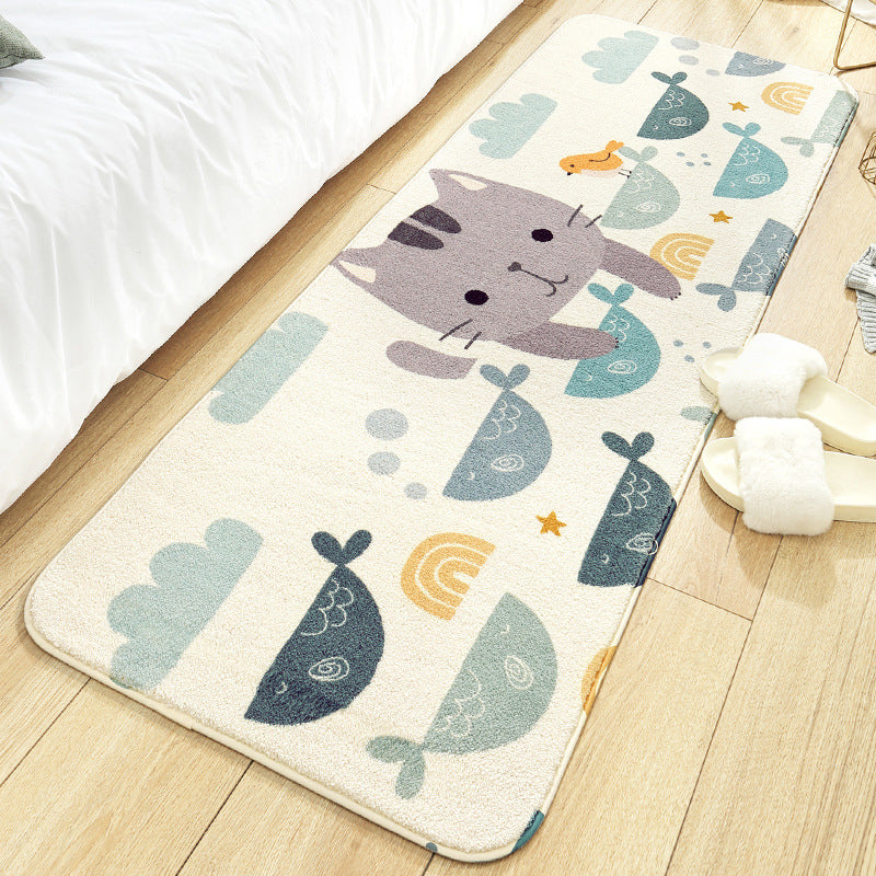 Multi Color Scandinavian Rug Polyster Plant Printed Area Carpet Pet Friendly  Easy Care Area Rug for Bedroom - Clearhalo