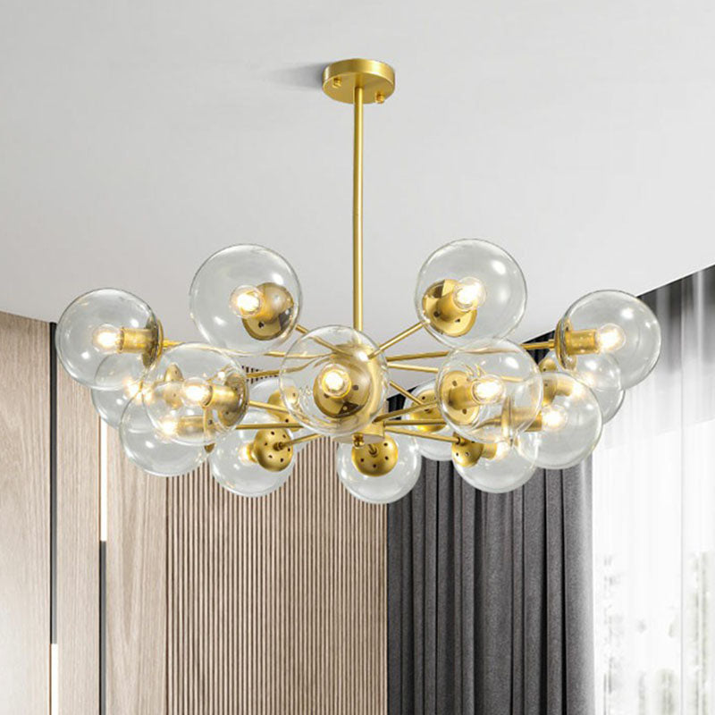 Gold Ball Chandelier Light Fixture Lighting for Suspension Glass Clearhalo - Postmodern Room Living