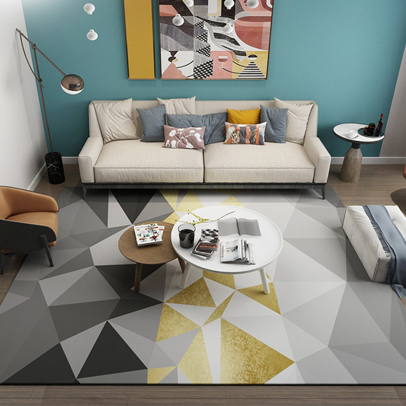 Modern Geometric Printed Rug Multi-Color Synthetics Area Rug Pet Friendly  Easy Care Washable Area Carpet for Parlor - Clearhalo