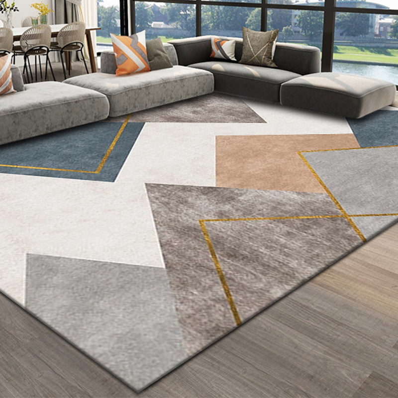 Modern Geometric Printed Rug Multi-Color Synthetics Area Rug Pet Friendly  Easy Care Washable Area Carpet for Parlor - Clearhalo