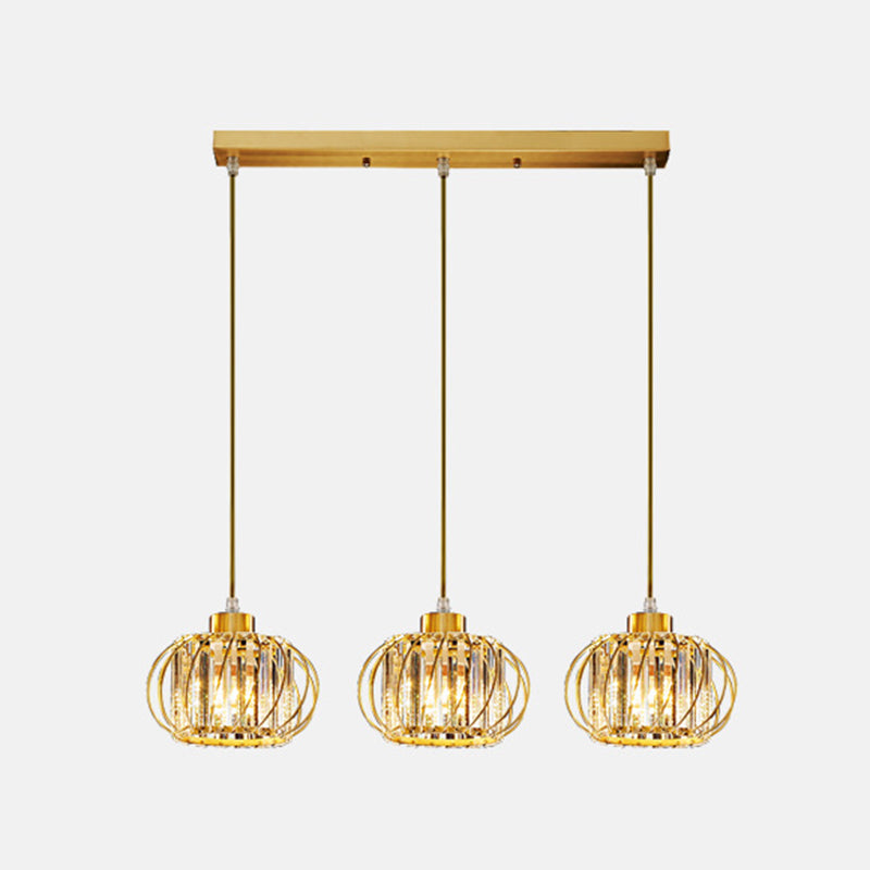 Brass Globe Pendant Light Modern Style Crystal Hanging Ceiling Lantern for  Diner - Clearhalo