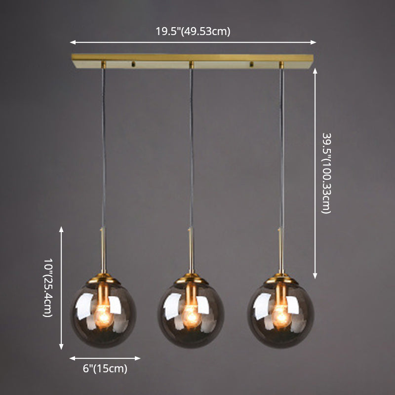 3 Lights Globe Hanging Ceiling Lights Minimalist Glass Multi Light