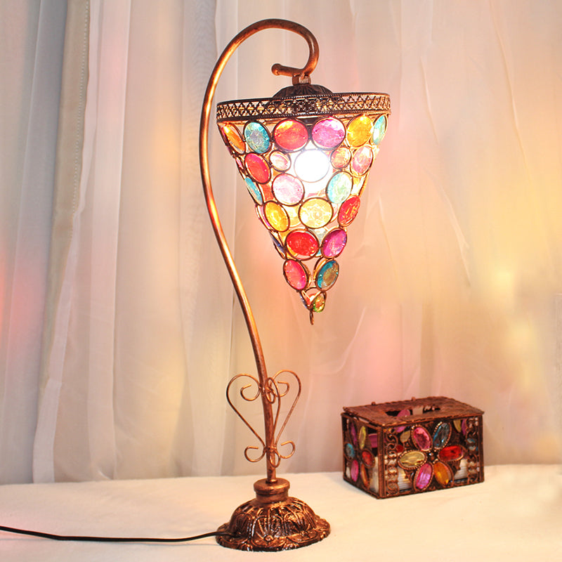 1-Head Metal Night Table Lamp Vintage White/Pink/Red Cone/Dome