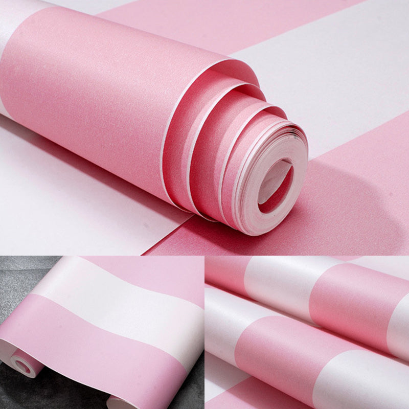 Vertical Stripe Non-Woven Wallpaper in Pink for Children 20.5 by