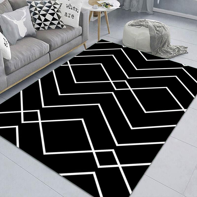 Minimalismo Línea Arte Alfombra interior Color oscuro Síntesis Alfombra Anti-Slip Pet Friendly para sala familiar