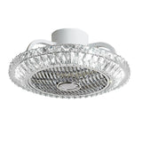 LED CROME LED rotondo semi -montaggio illuminazione minimalista a blocchi a blocchi a pendente lampada a ventola, largo 23,5 "