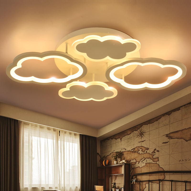 Kid Bedroom Cloud-Themed Ceiling Mounted Lights Acrylic Nordic in White Flush Mount Ceiling Light