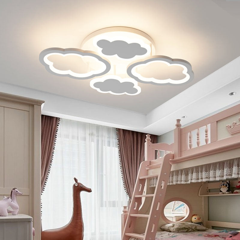 Kid Bedroom Cloud-Themed Ceiling Mounted Lights Acrylic Nordic in White Flush Mount Ceiling Light