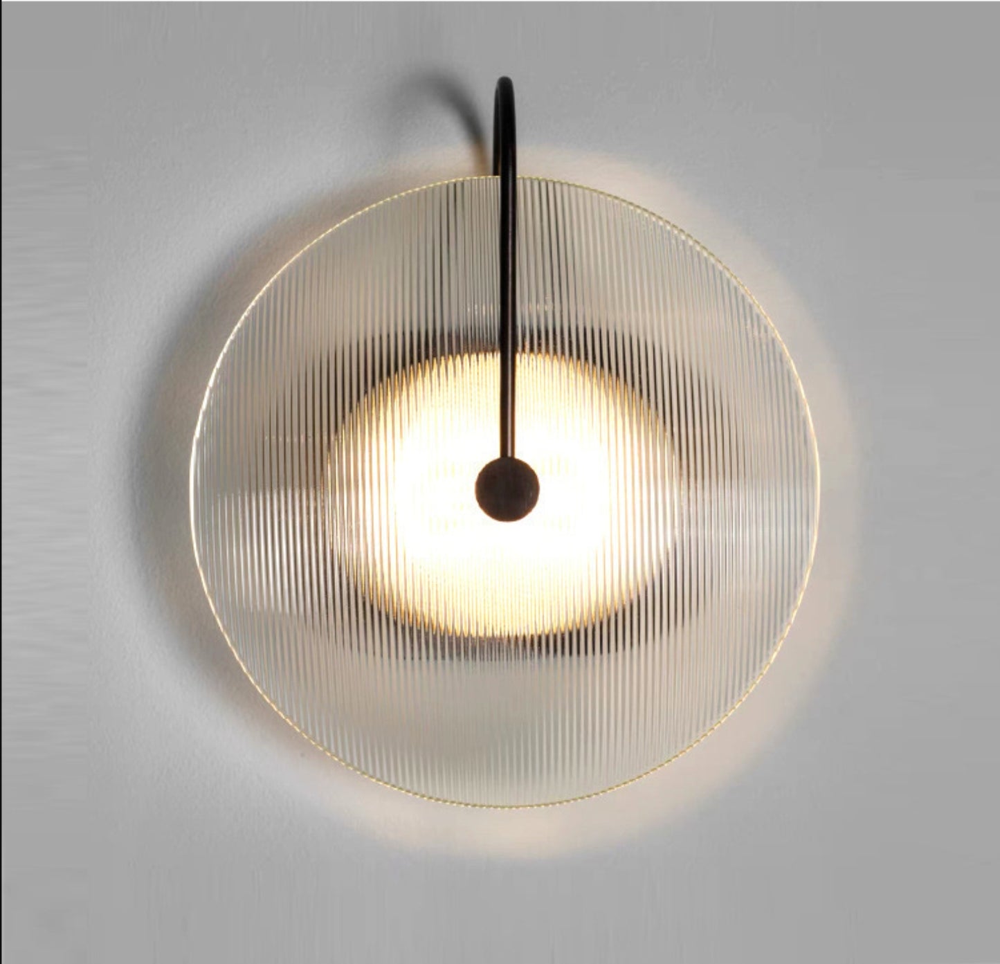 Gold/Black Armed Wall Sconce Minimalist Prismatic Glass 1 Light Bell Shaped Wall Mounted Lamp