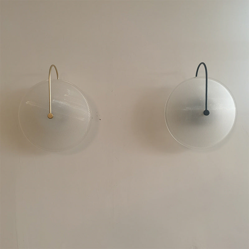 Gold/Black Armed Wall Sconce Minimalist Prismatic Glass 1 Light Bell Shaped Wall Mounted Lamp