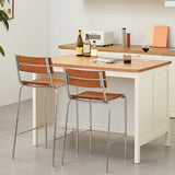 Contemporary Manufactured Wood Low Back Bar Stool with Footrest
