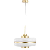 Drum Pendant Light Fixture Postmodern White Glass 1 Light Bedroom Hanging Ceiling Light