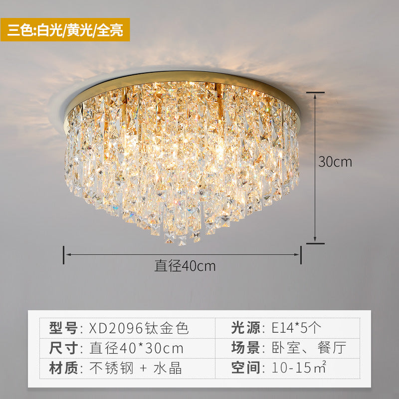 Round Ceiling Light Fixture Modern K9 Crystal Stick Bedroom Flush Mount Lighting