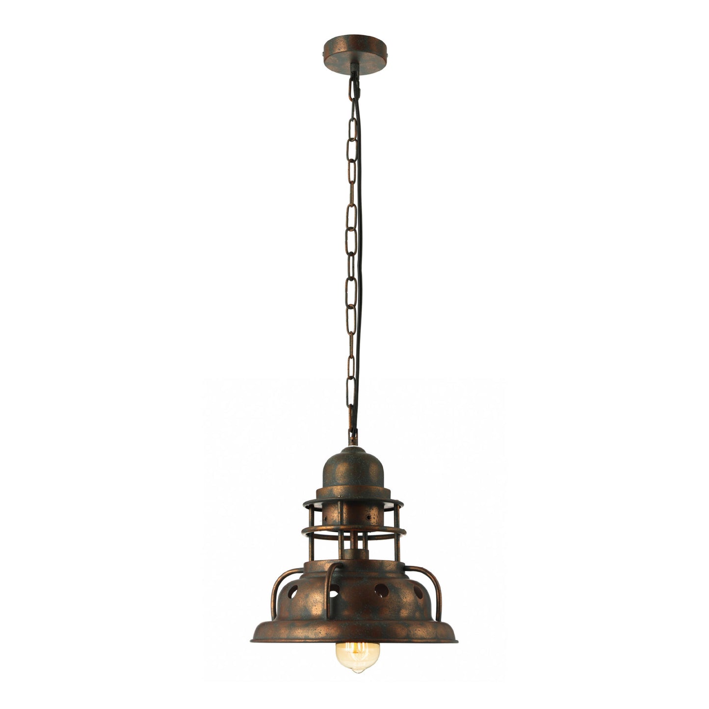 1 Light Truncated Shade Pendant Light Industrial Painted Oxidized Copper Metal Hanging Lamp