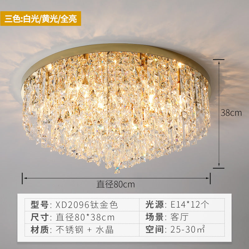 Round Ceiling Light Fixture Modern K9 Crystal Stick Bedroom Flush Mount Lighting