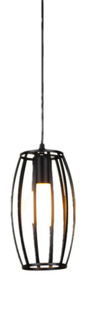 Vintage Geometric Pendant Ceiling Light Single-Bulb Metal Suspension Lamp in Black