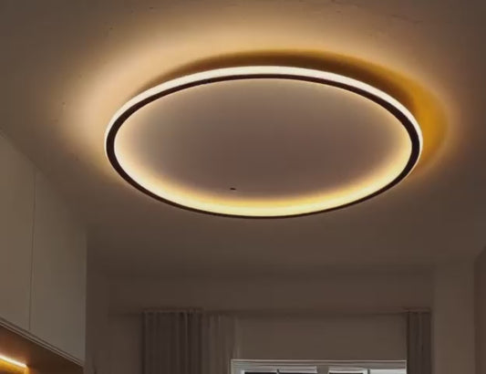 Éclairage de plafond à LED de style nordique 16 "/19,5" /23,5 "largeur de lampe à chasse d'eau noire en aluminium de large dans la lumière / télécommande de télécommande