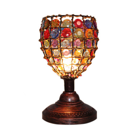 Colorful Cup Shade Table Lamp Retro Style Stained Glass 1 Light Jewel Accent Table Lamp for Bedside Clearhalo 'Lamps' 'Table Lamps' Lighting' 100934