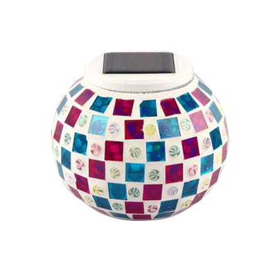 Mosaic Globe Table Lighting Stained Glass Shade Decorative Solar Lighting Fixture for Bedside Clearhalo 'Lamps' 'Table Lamps' Lighting' 100987