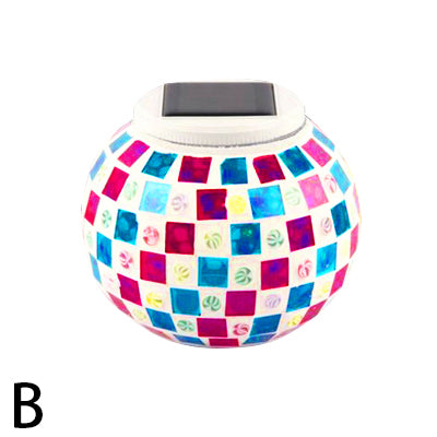 Mosaic Globe Table Lighting Stained Glass Shade Decorative Solar Lighting Fixture for Bedside Clearhalo 'Lamps' 'Table Lamps' Lighting' 100988