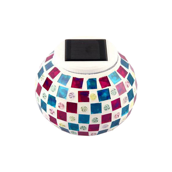 Mosaic Globe Table Lighting Stained Glass Shade Decorative Solar Lighting Fixture for Bedside Clearhalo 'Lamps' 'Table Lamps' Lighting' 100989