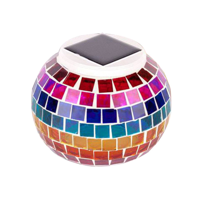 Mosaic Globe Table Lighting Stained Glass Shade Decorative Solar Lighting Fixture for Bedside Clearhalo 'Lamps' 'Table Lamps' Lighting' 100992