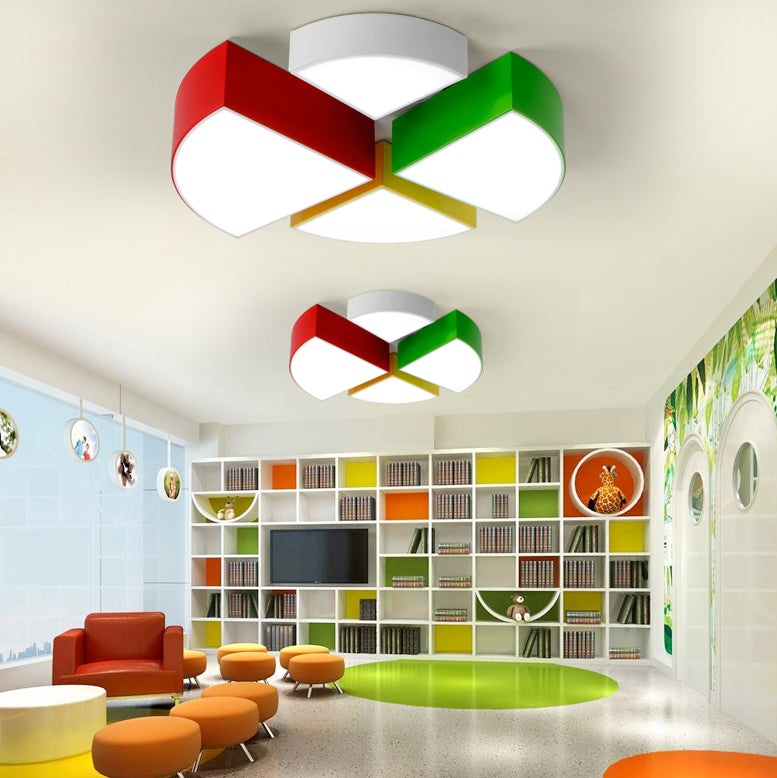 Acrylic Tangram Flush Mount Light Cartoon LED Ceiling Fixture for Living Room Red-Yellow-Green Clearhalo 'Ceiling Lights' 'Close To Ceiling Lights' 'Close to ceiling' 'Flush mount' Lighting' 101006